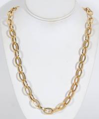 Long Heavy Gold Oval Links Chain Necklace