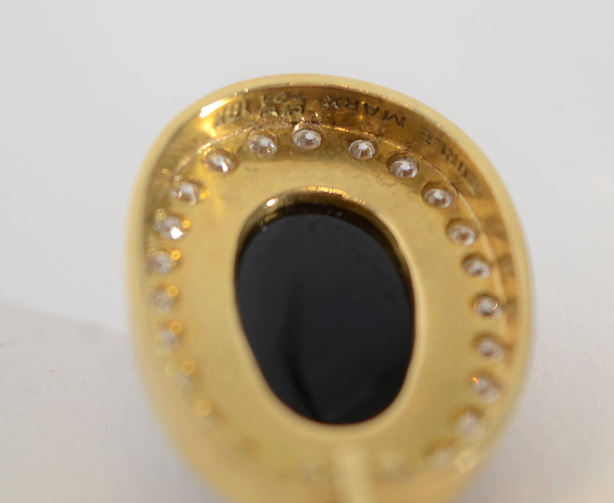 Burle Marx Cabochon Onyx Diamond Gold Pendant In Excellent Condition In Darnestown, MD