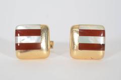 Asch Grossbardt Carnelian gold Mother-of-Pearl Cufflinks