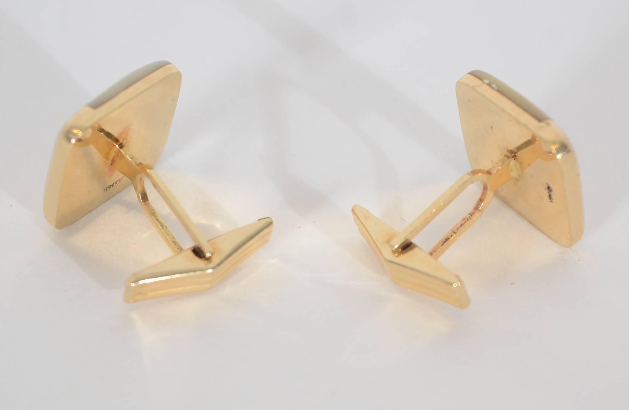 Modern Asch Grossbardt Carnelian gold Mother-of-Pearl Cufflinks For Sale