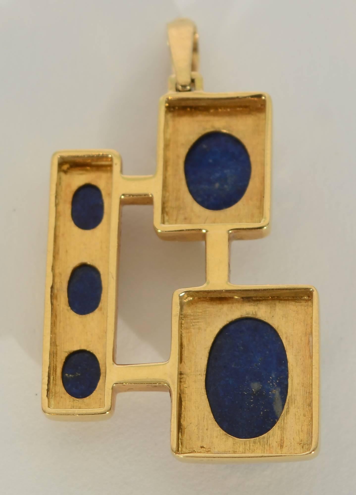 Modernist Burle Marx Lapis Lazuli Pendant