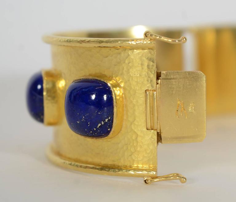Women's Elizabeth Locke Lapis Lazuli Wide Gold Bracelet For Sale