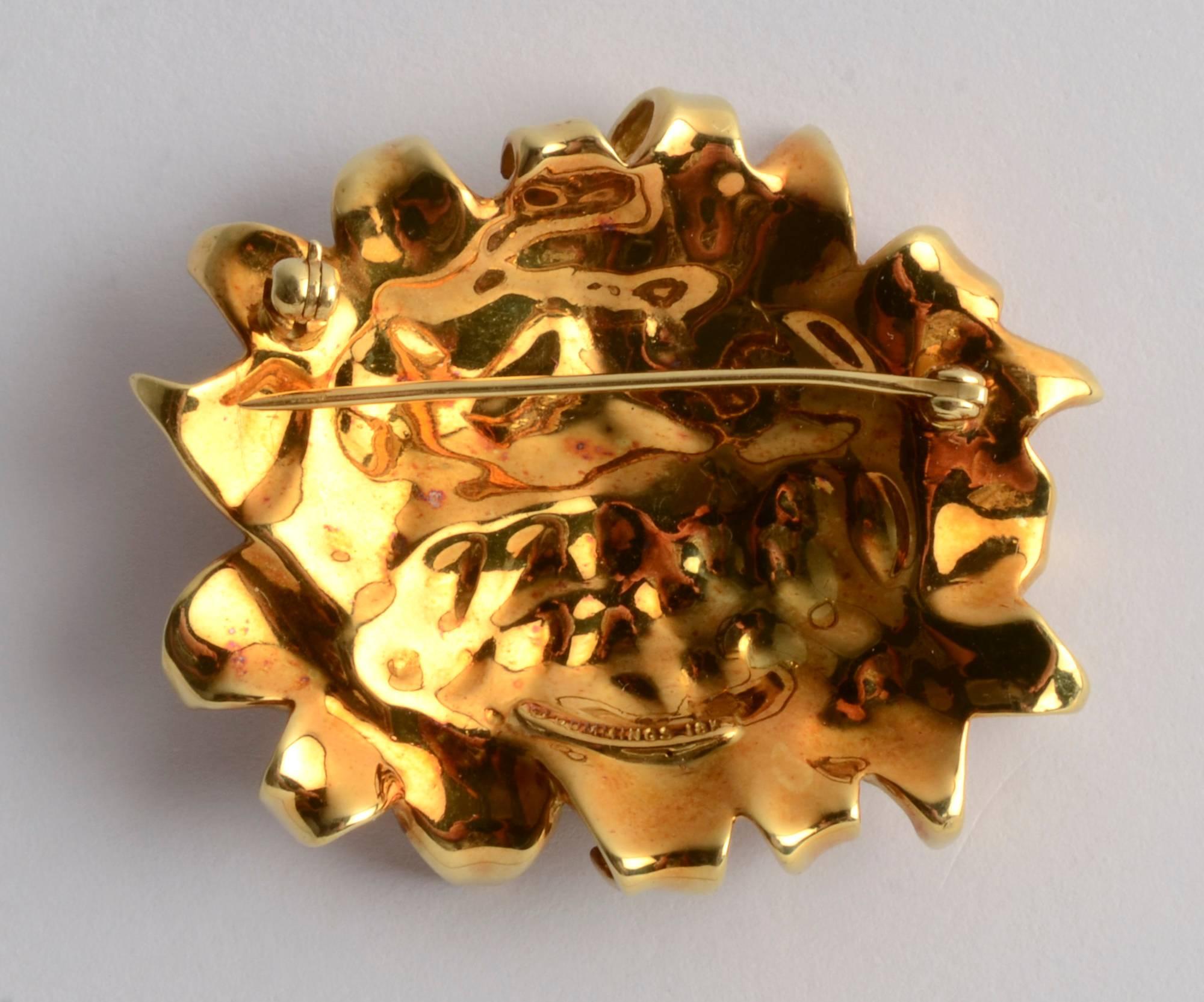 Modern Angela Cummings Gold  and Enamel Sunflower Brooch