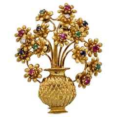 Zolotas En Tremblant Pot of Flowers Brooch