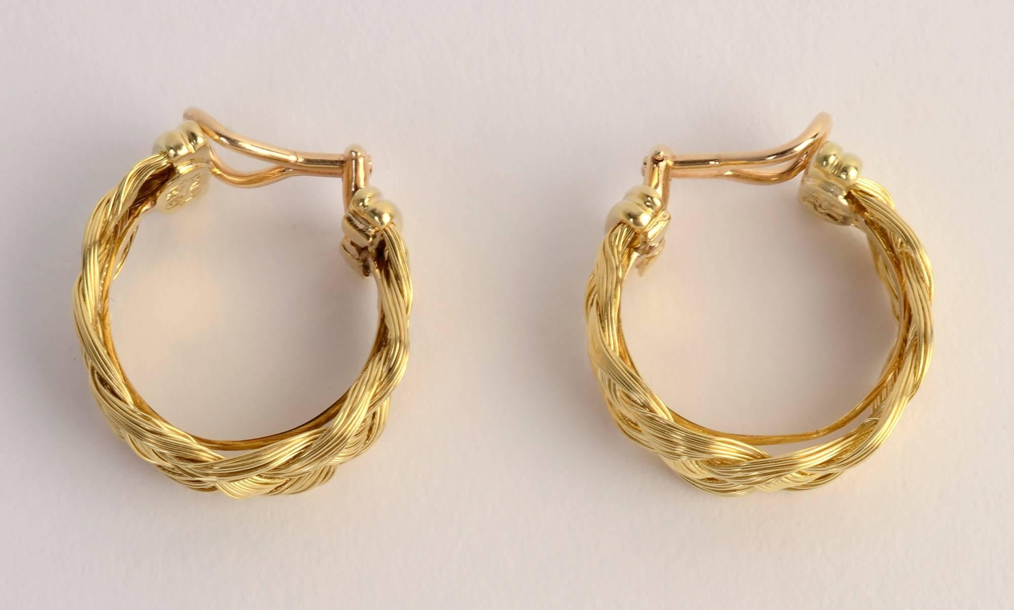 Henry Dunay Braided Gold Hoop Earrings In New Condition In Darnestown, MD