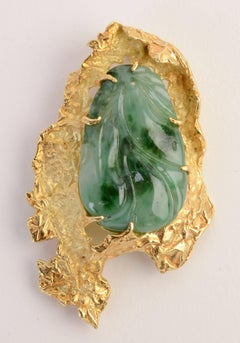 Ed Wiener Carved Jade Pendant Brooch