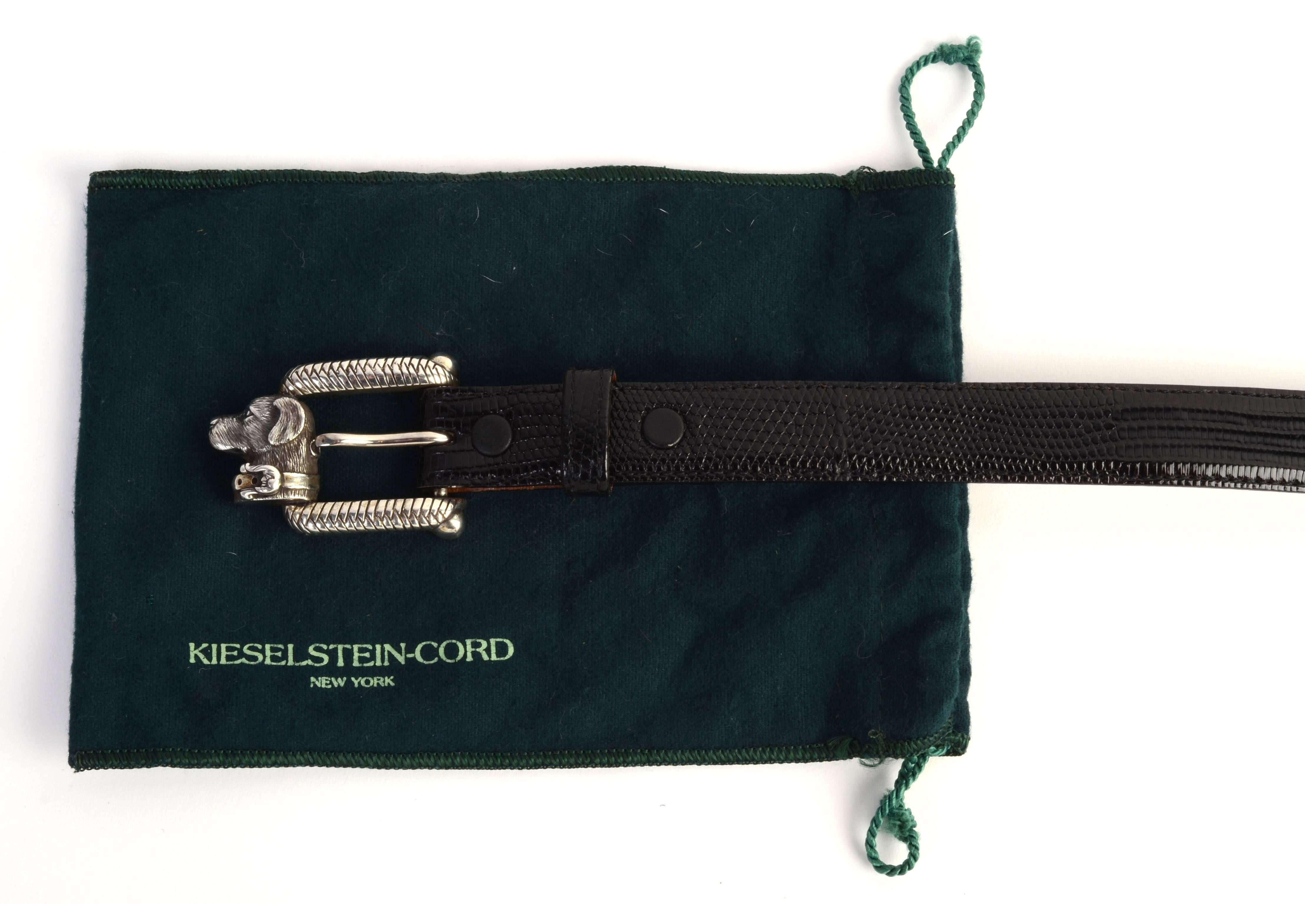 Women's or Men's Kieselstein Cord Dog Head Sterling Buckle and Belt