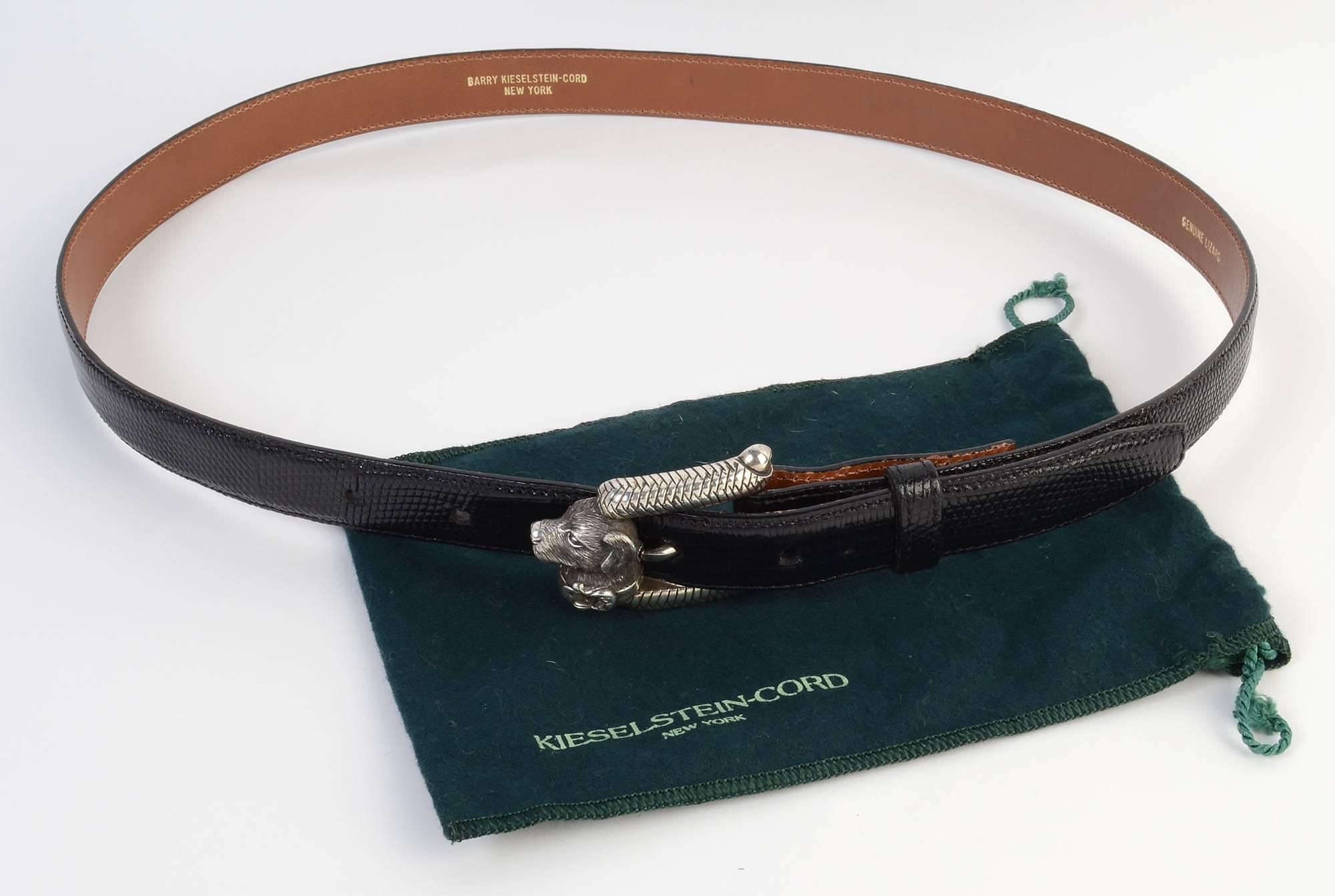 Kieselstein Cord Dog Head Sterling Buckle and Belt 1