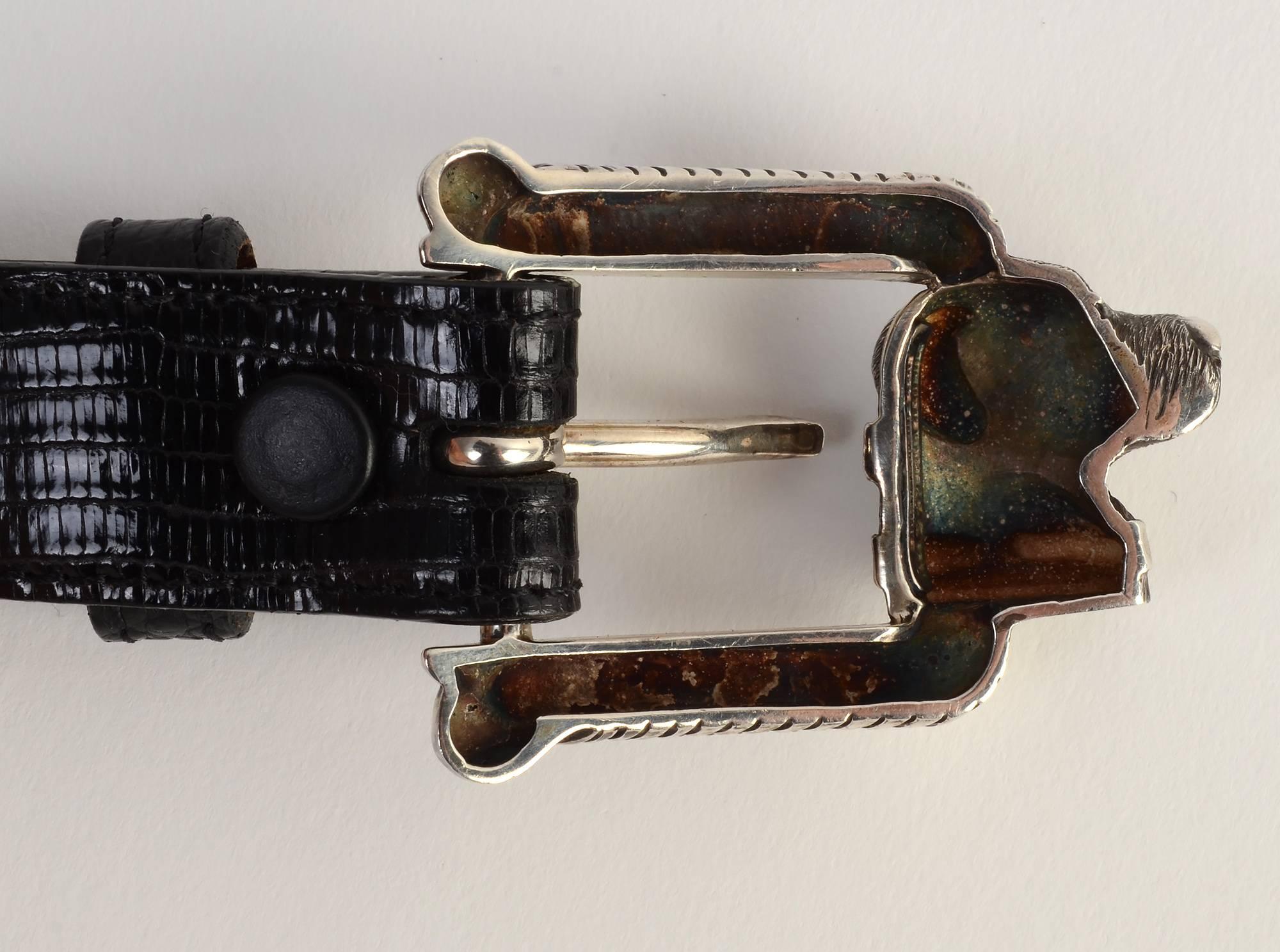 Kieselstein Cord Dog Head Sterling Buckle and Belt 4