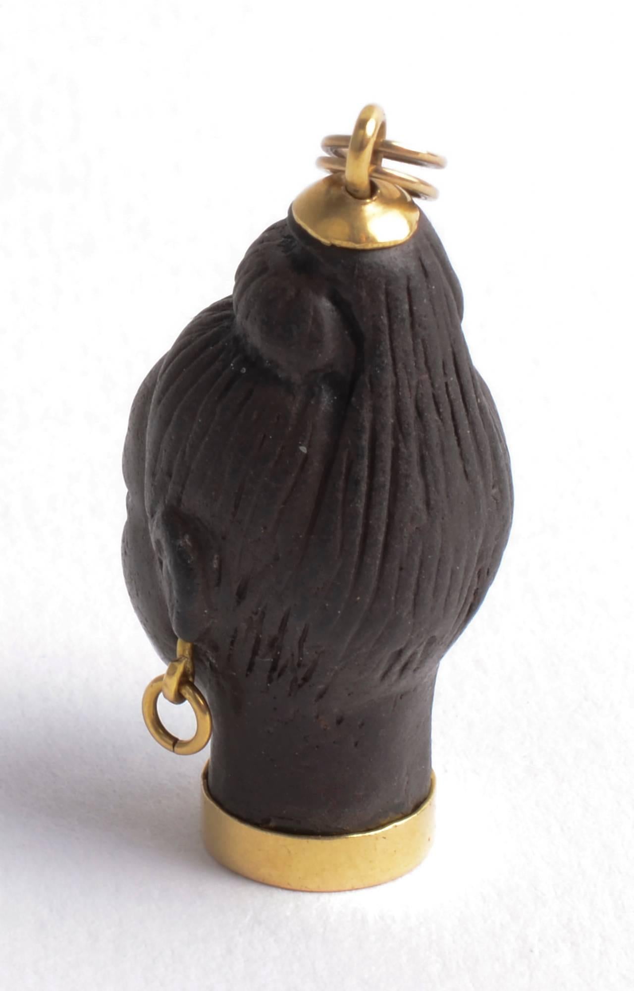 Women's or Men's Finely Carved African Female Gold Earring Ebony Pendant