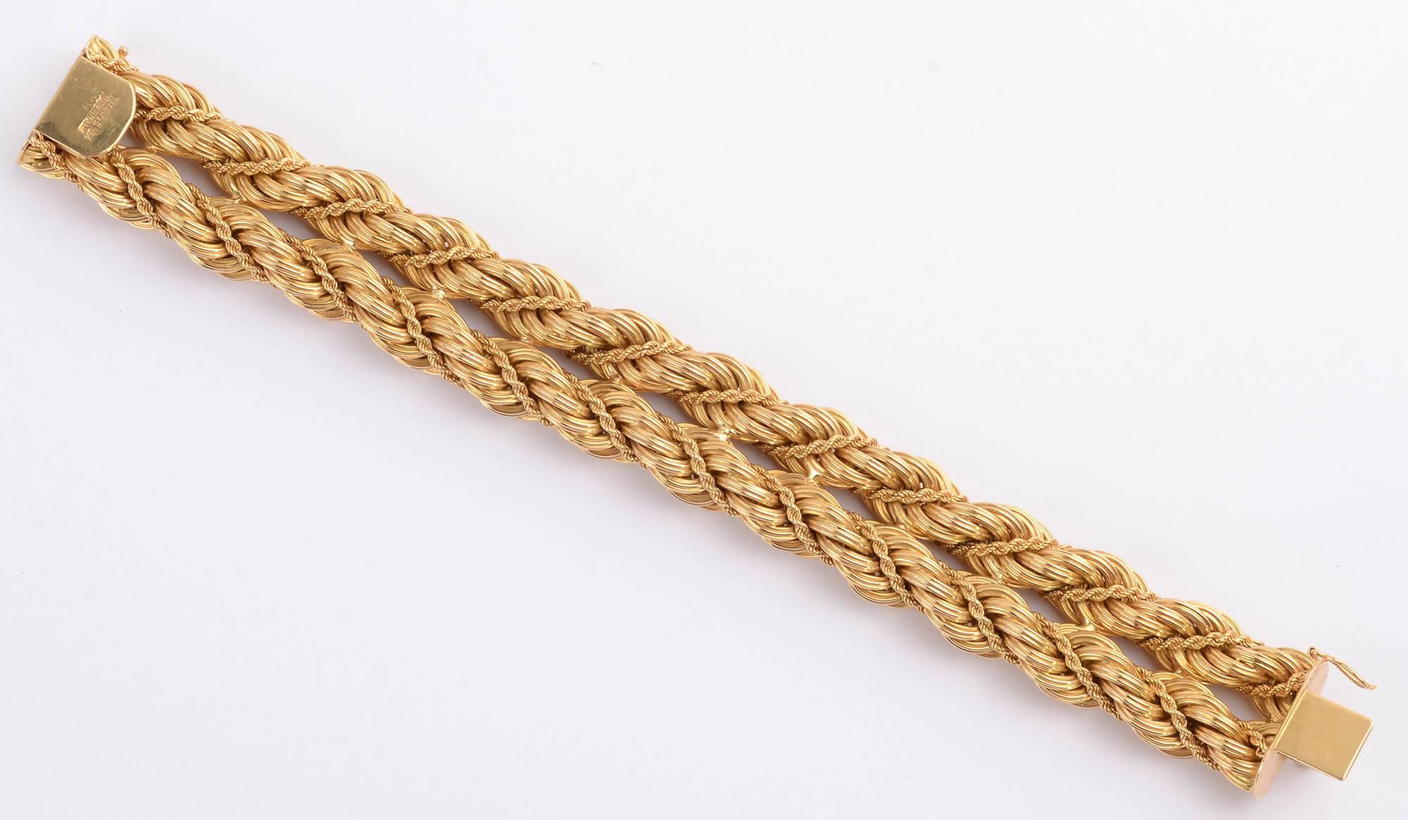 Tiffany & Co. Double Rope Gold Bracelet In Excellent Condition In Darnestown, MD
