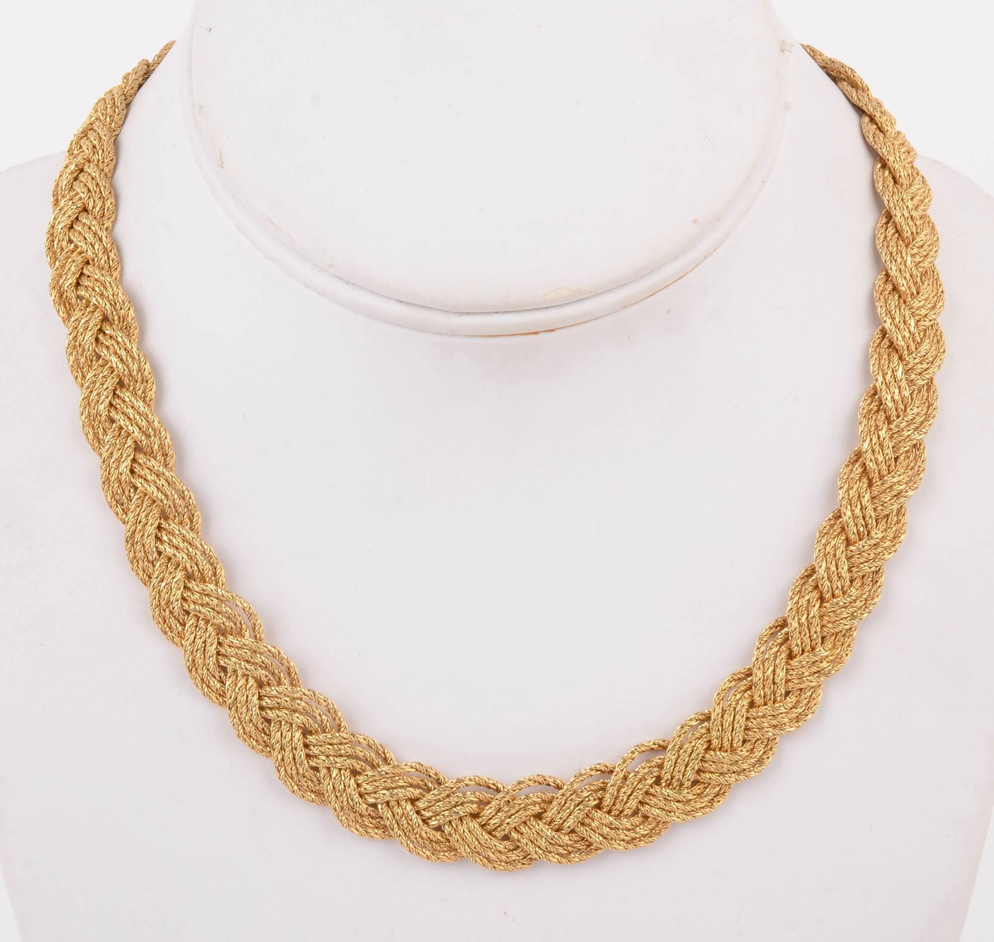 Modern Tiffany & Co. Gold Braided Choker Necklace