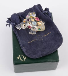Seaman Schepps Crystal Frog Brooch with Multigems