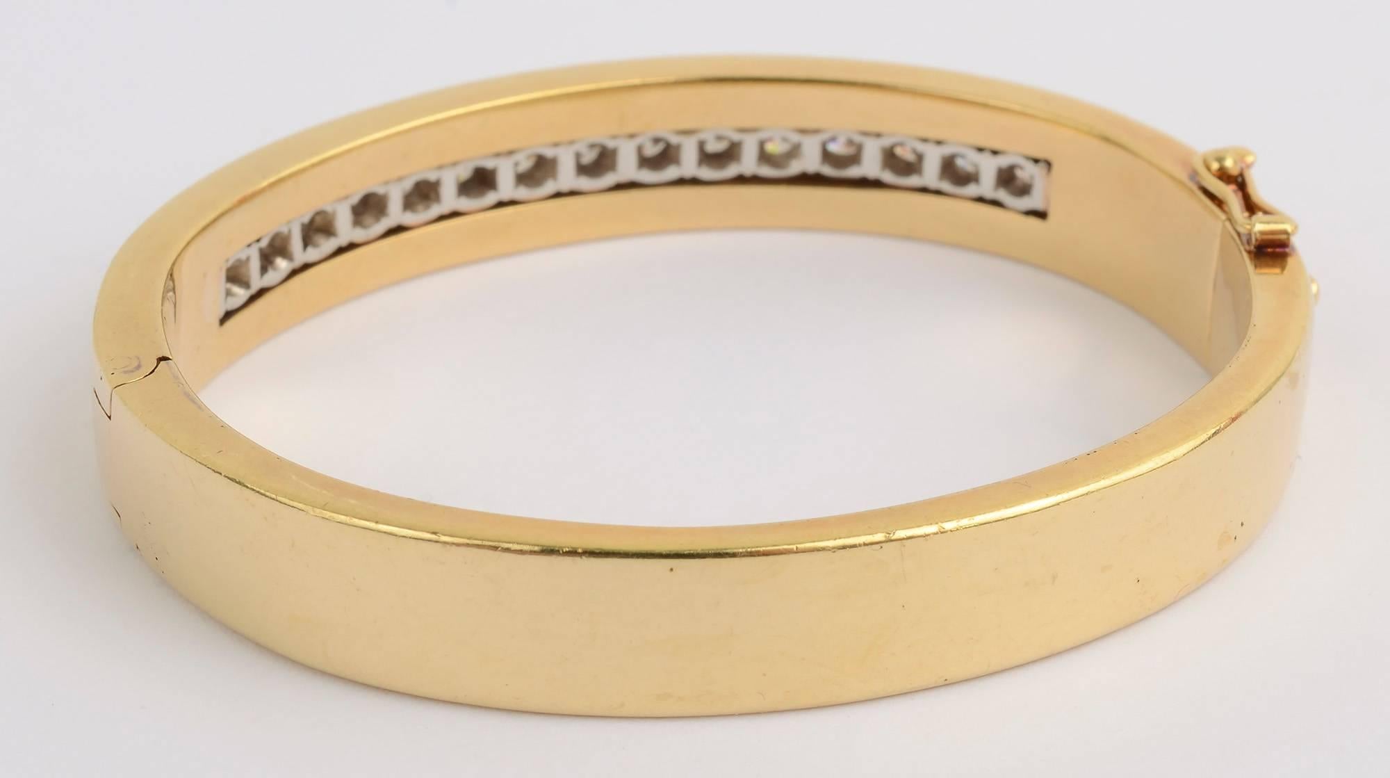 Modern Tiffany & Co. Diamond Gold Bangle Bracelet