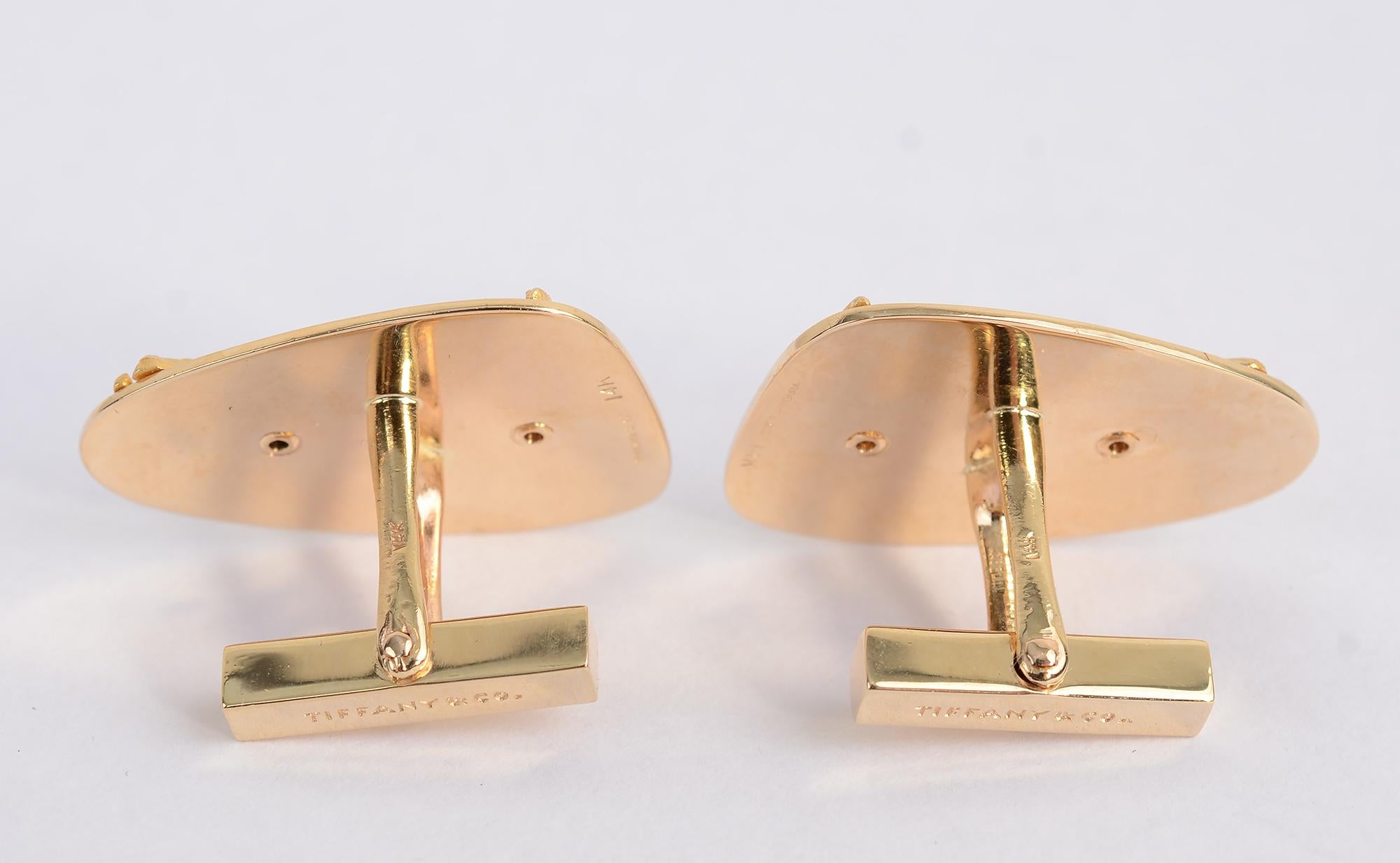 Tiffany & Co. Gold Wal Manschettenknöpfe im Zustand „Hervorragend“ im Angebot in Darnestown, MD