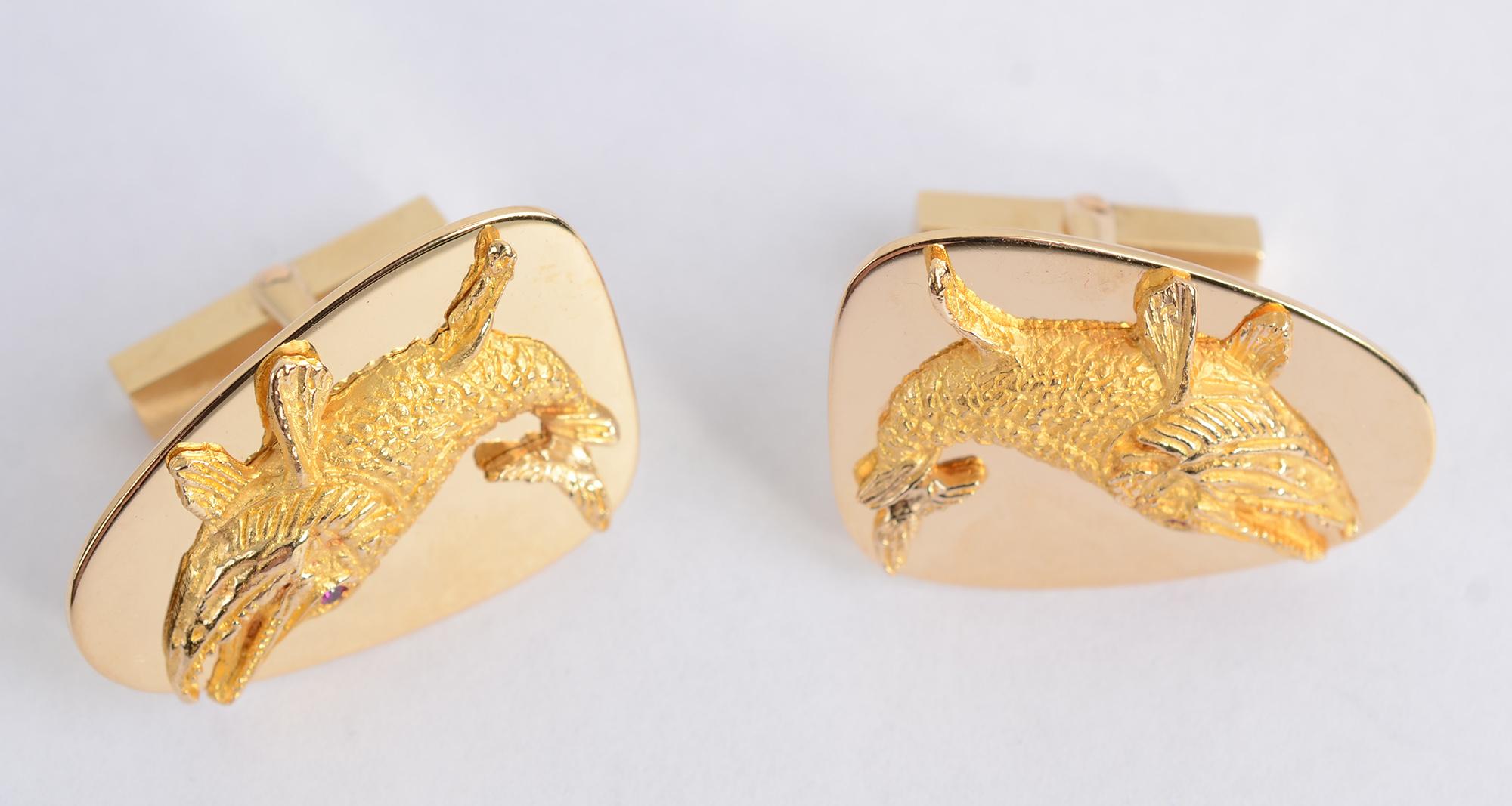 Tiffany & Co. Gold Whale Cufflinks For Sale 1