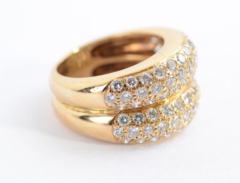 Cartier Double Gold Band Ring with Diamonds For Sale at 1stDibs ...