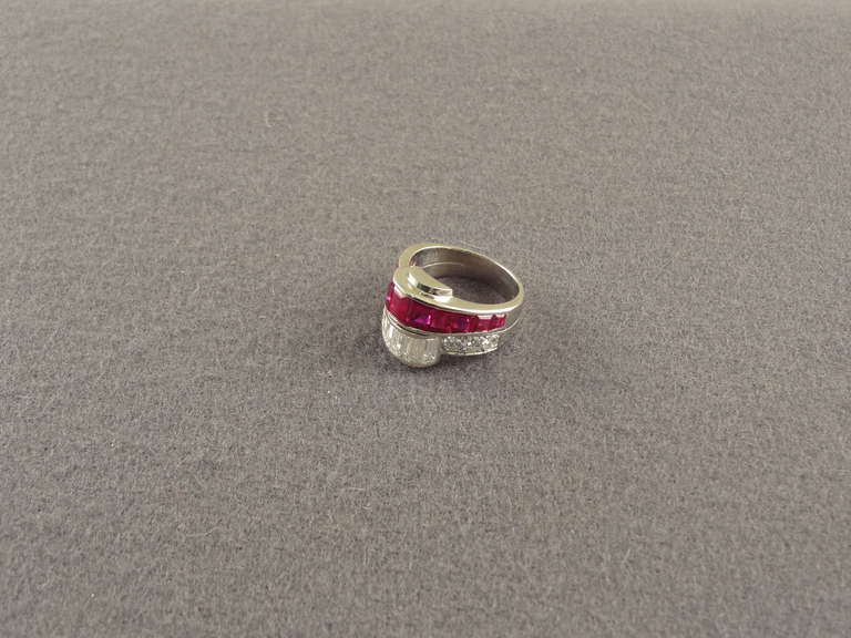 Very Fine  Ruby & Diamond Ring mounted in Platinum, Oscar Heyman, New York made circa 1950
