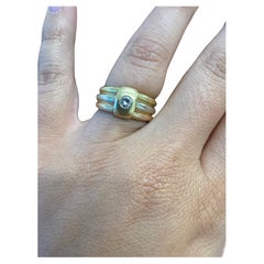 CARTIER PARIS 18k Tri Color Gold & Diamond Ring Circa 1990s w/Box Vintage