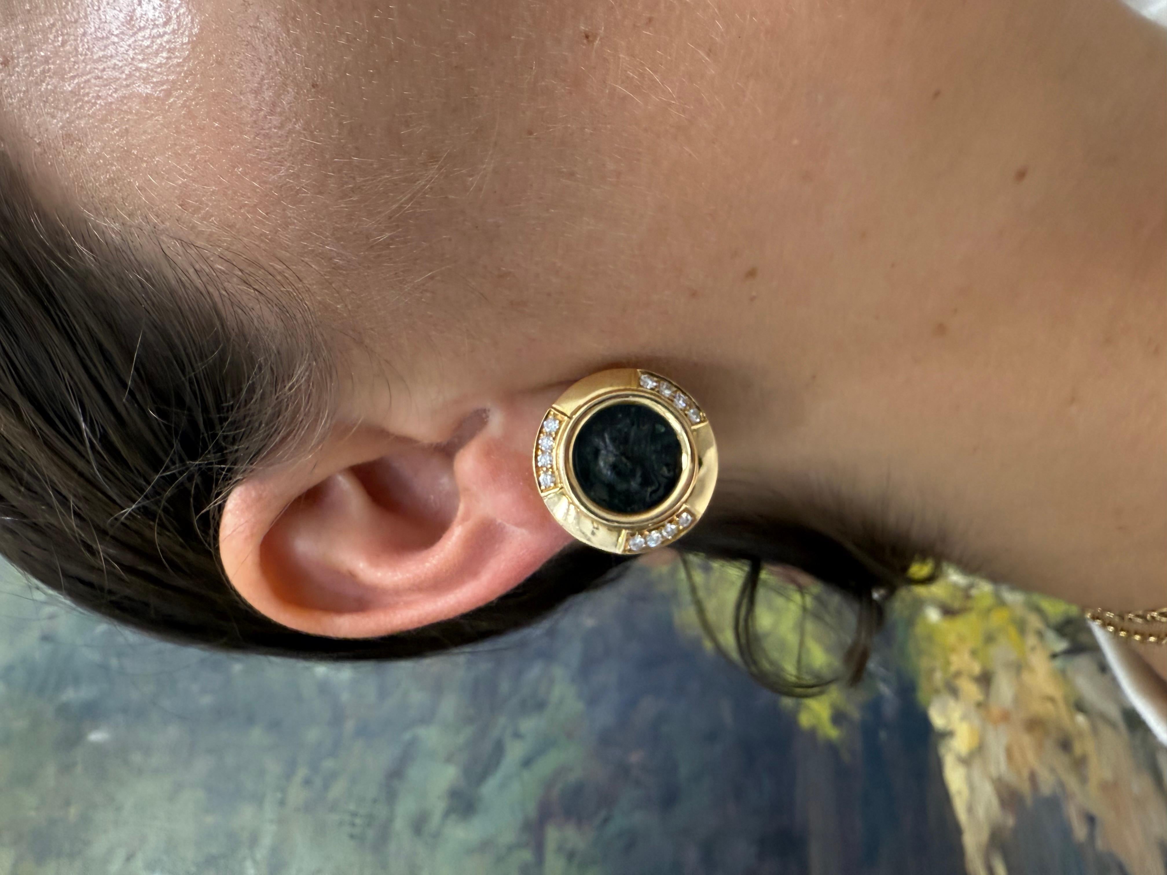BVLGARI ITALIE Boucles d'oreilles en or jaune 18k, diamants et pièces de monnaie Monet de l'Antiquité romaine 1980 en vente 5
