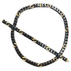FRED PARIS 18k Gelbgold, Hämatit & Diamant Halskette & Armband Set 1980s