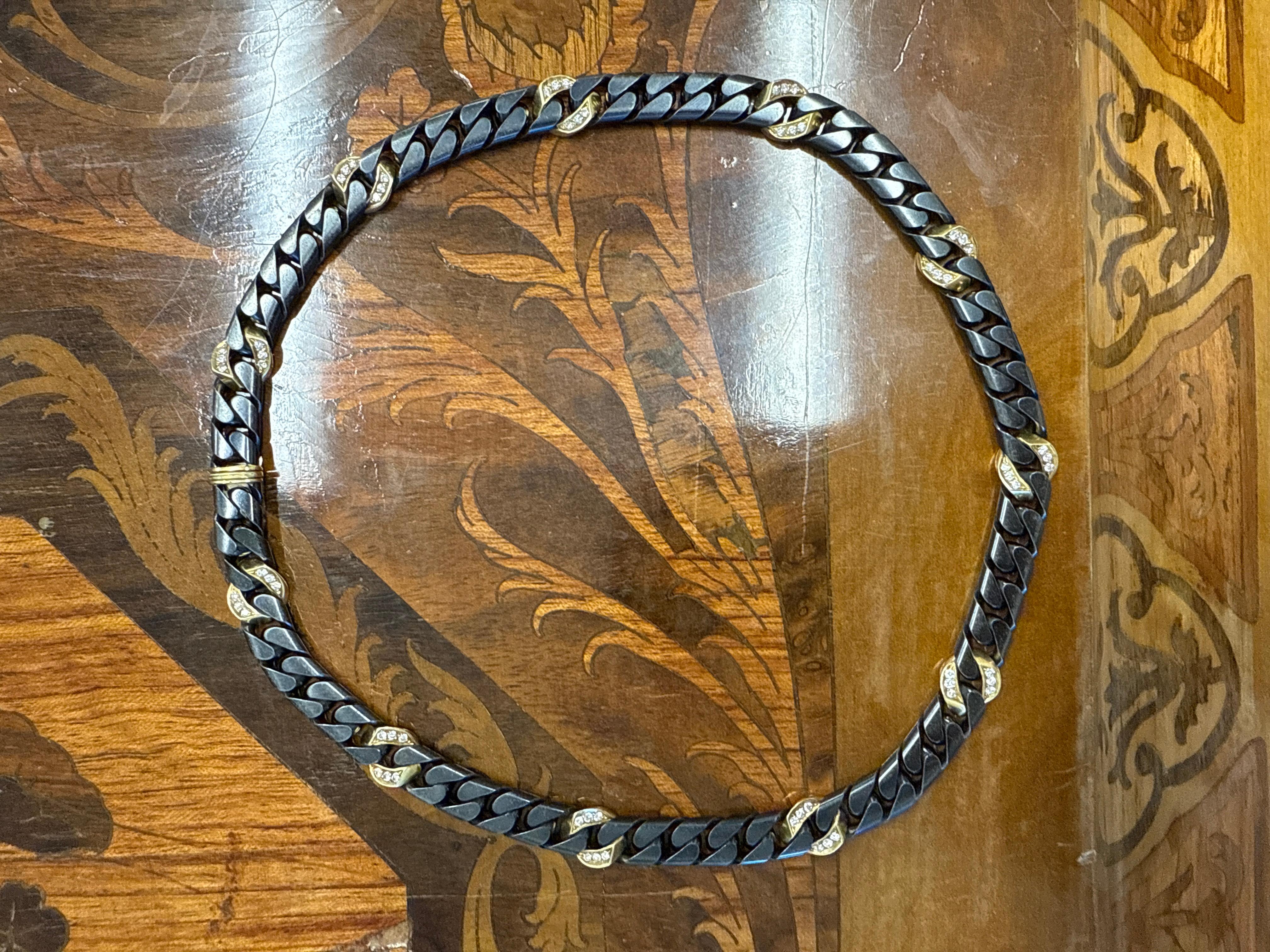 Fred Paris, collana e bracciale in oro giallo 18k, ematite e diamanti, Suite anni '80 Vintage



Ecco la possibilità di acquistare una suite di design bellissima e da collezione.  


Una suite di collane e bracciali Fred of Paris