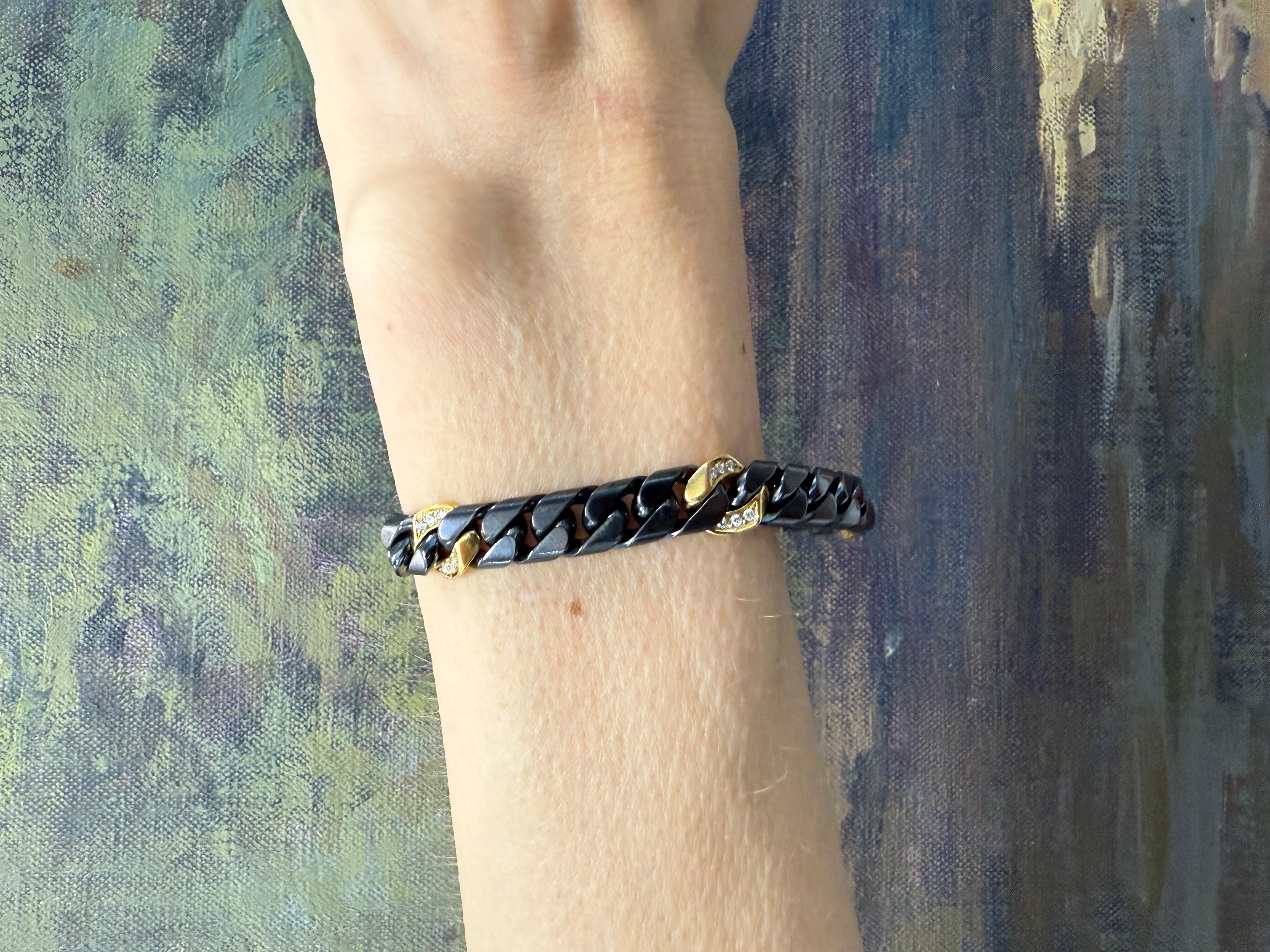 FRED PARIS Set di collane e bracciali in oro giallo 18k, ematite e diamanti 1980s in vendita 2