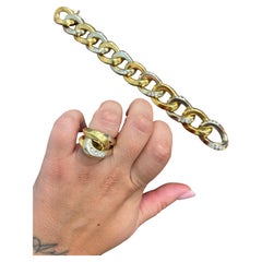 POMELLATO Armband- und Ring-Set aus 18-karätigem Zweifarbgold und Diamanten, Vintage aus den 1980er Jahren