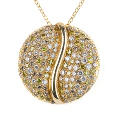 Fancy Color Diamond 18 Karat Yellow Gold Necklace