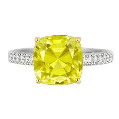 5.25 Carat Canary Diamond Tourmaline Gold Platinum Ring