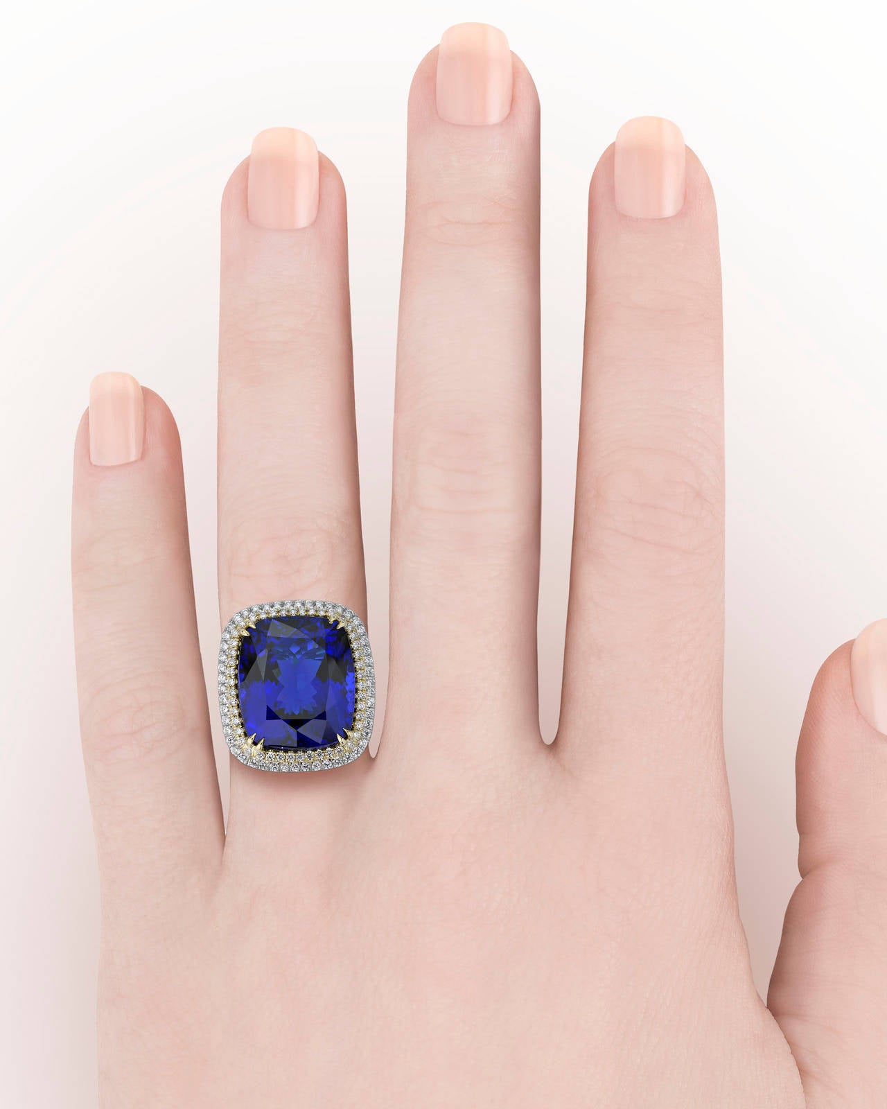 Women's Untreated 35.54 Carat Tanzanite Diamond Ring