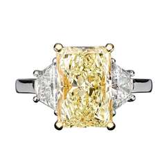 Radiant Cut Fancy Yellow Diamond Ring