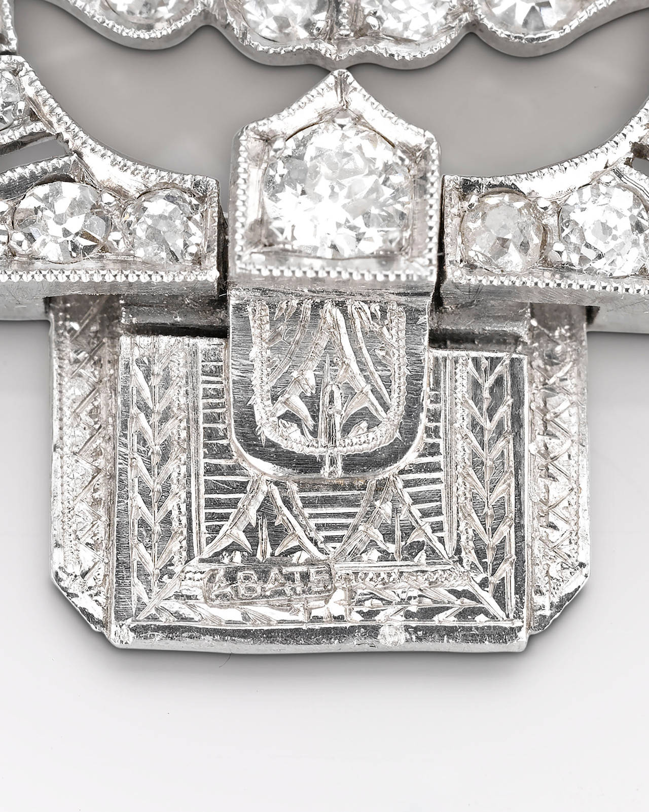 Women's Wide Art Deco Diamond Platinum Bracelet