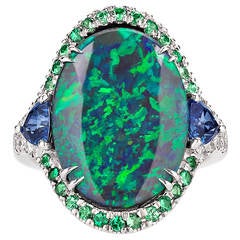 Retro 3.60 Carat Lightning Ridge Black Opal Ring