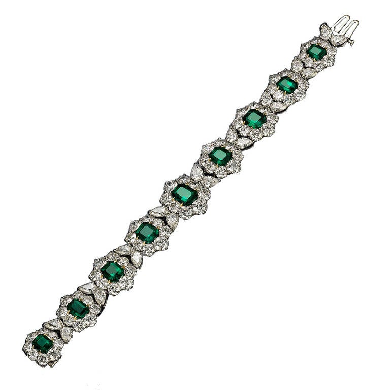 Colombian Emerald Diamond Bracelet 14.16 Carats