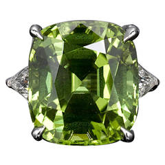 Burma 20.30 Carat Peridot Diamond Platinum Ring