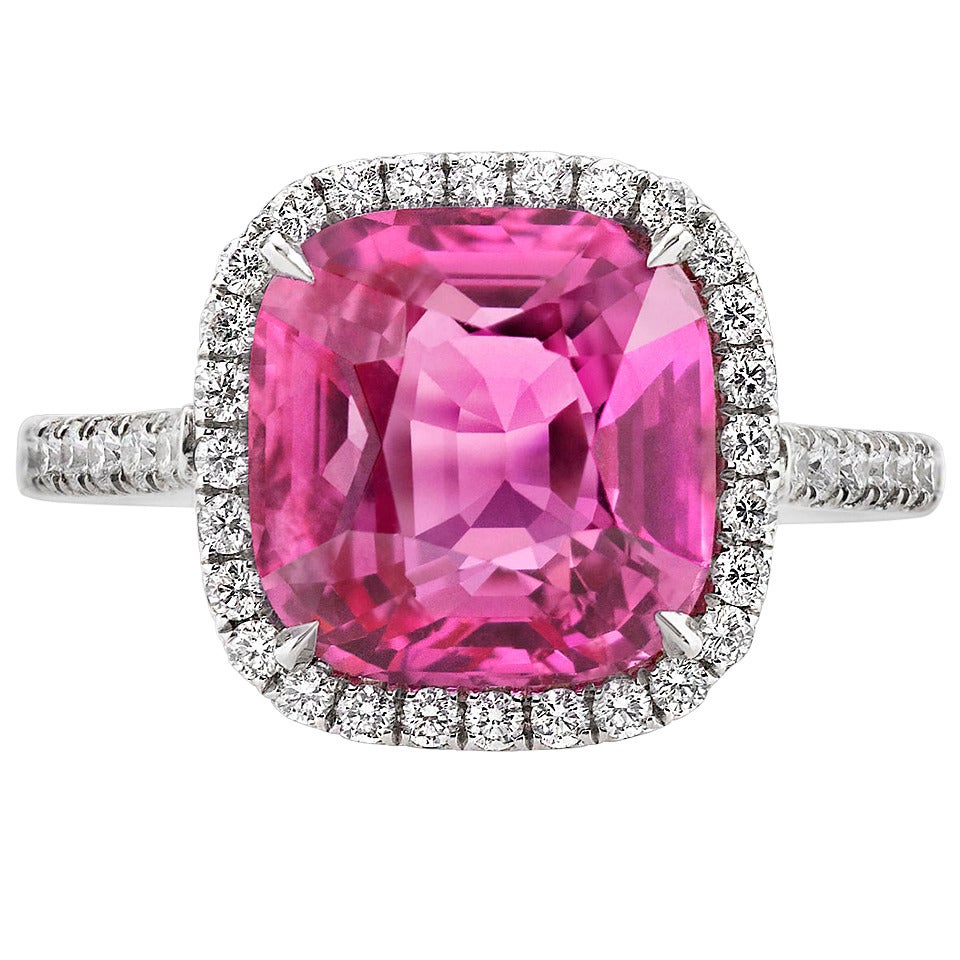 4.88 Carat Pink Sapphire Diamond Ring