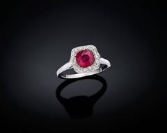 Untreated Burma Ruby Diamond Ring