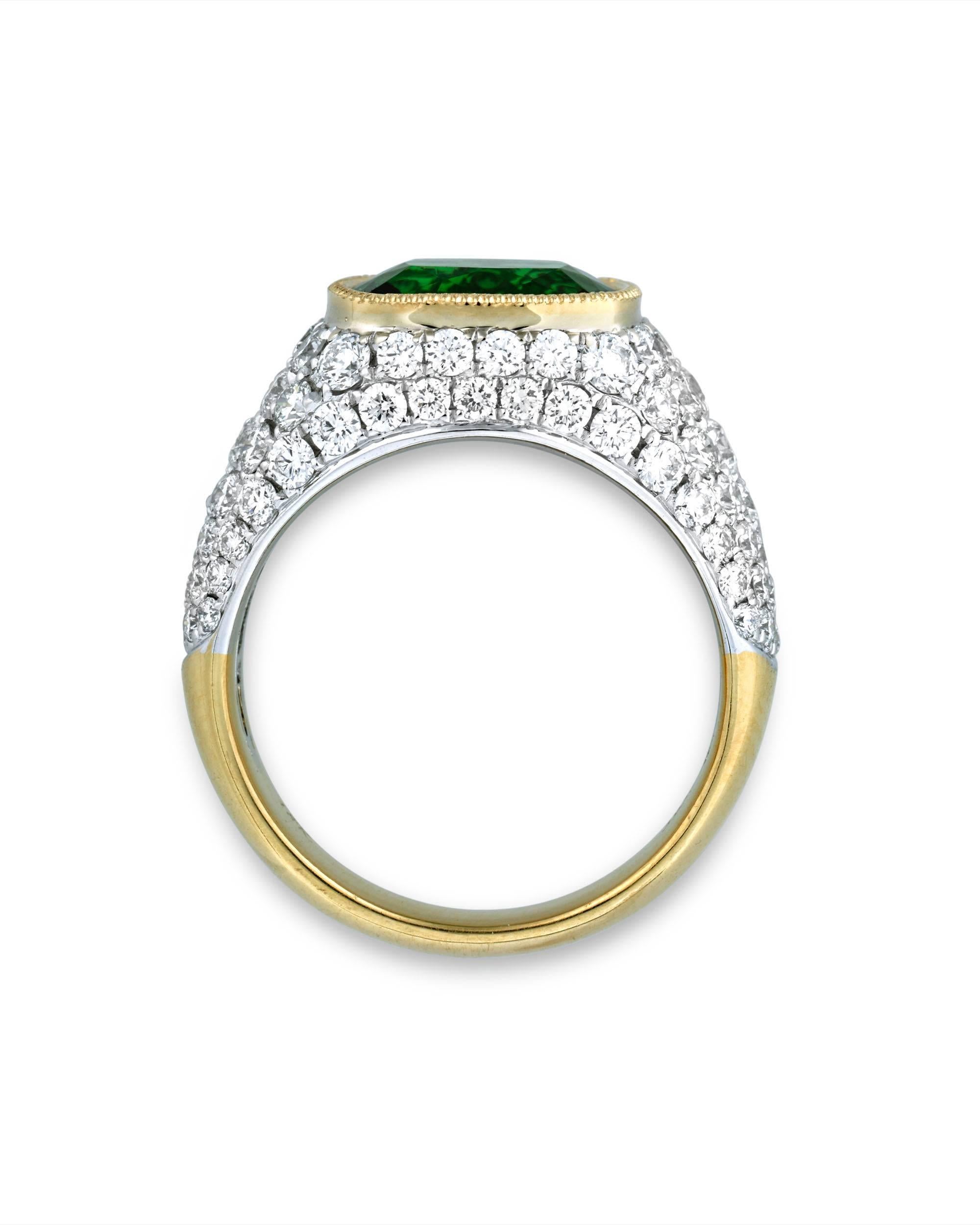 Brilliant Cut  2.55 Carat Chrome Tourmaline Ring