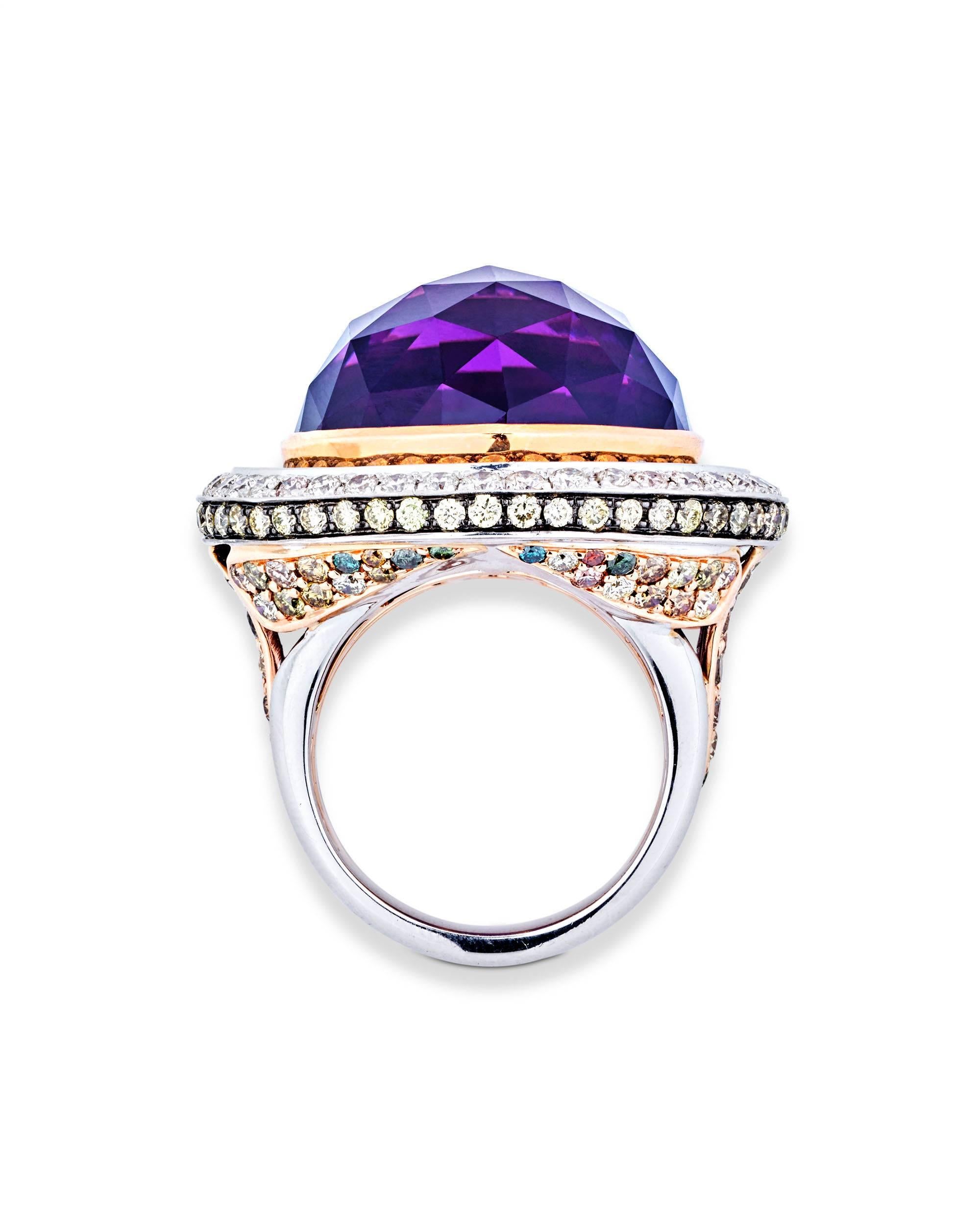 Amethyst Diamond Gold Ring 38.84 Carat  In New Condition In New Orleans, LA