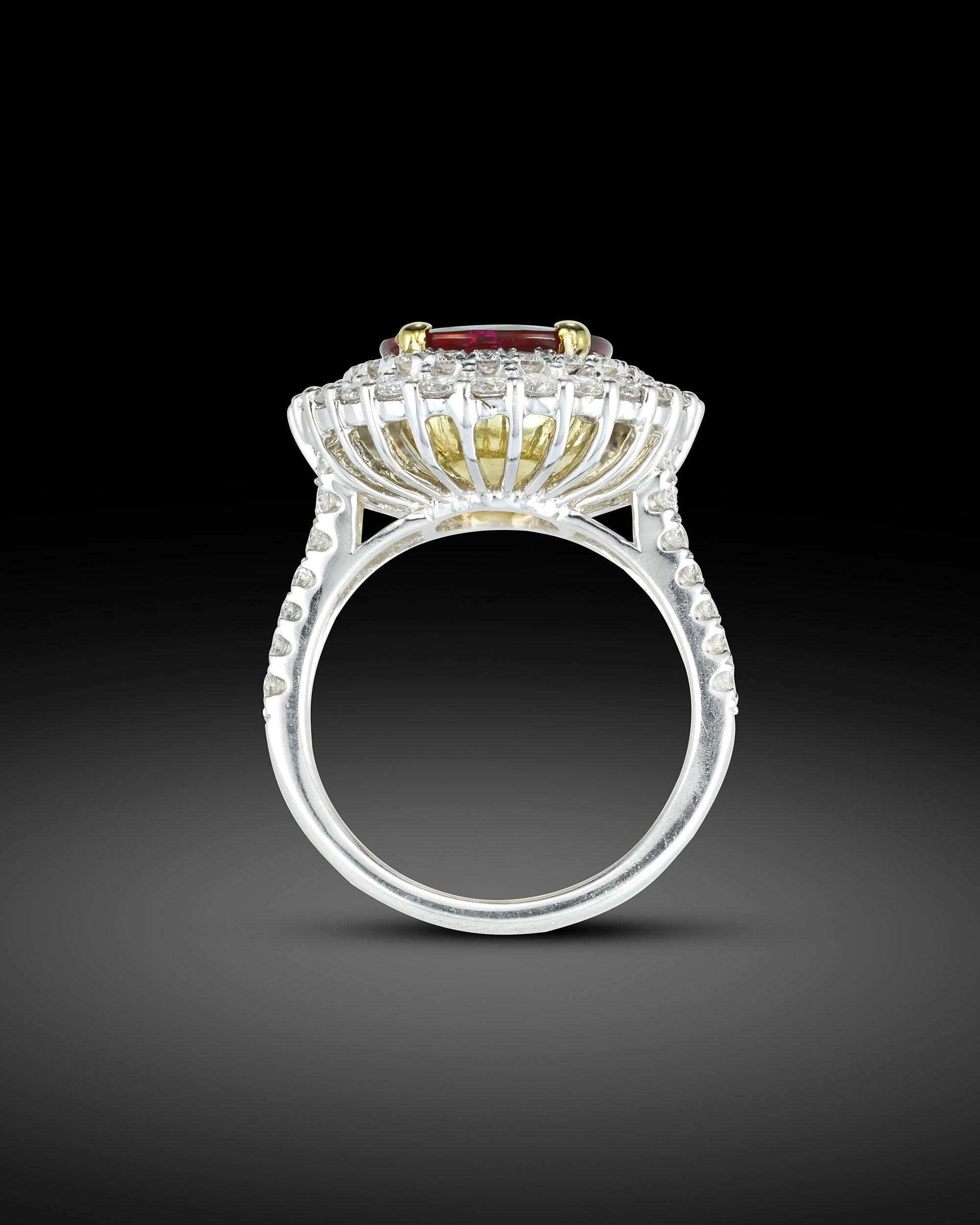 3.95 Carat Burma Ruby Diamond Ring  In New Condition In New Orleans, LA