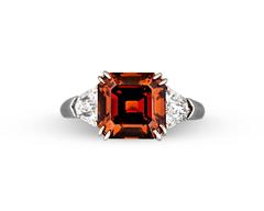 Bague en platine avec diamant brun foncé orange fantaisie de 3,38 carats