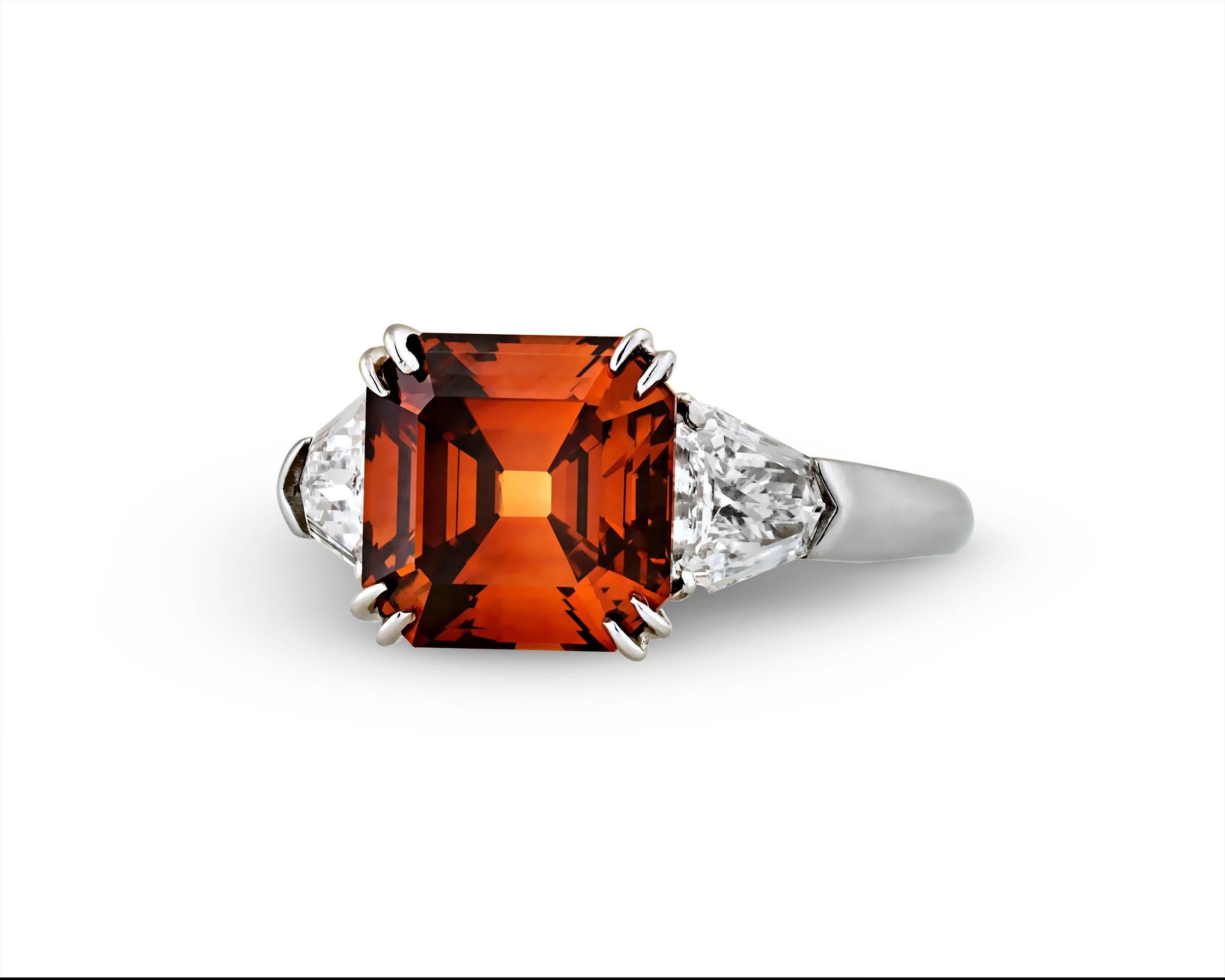 Contemporary Fancy Deep Brown Orange 3.38 Carat Diamond Platinum Ring