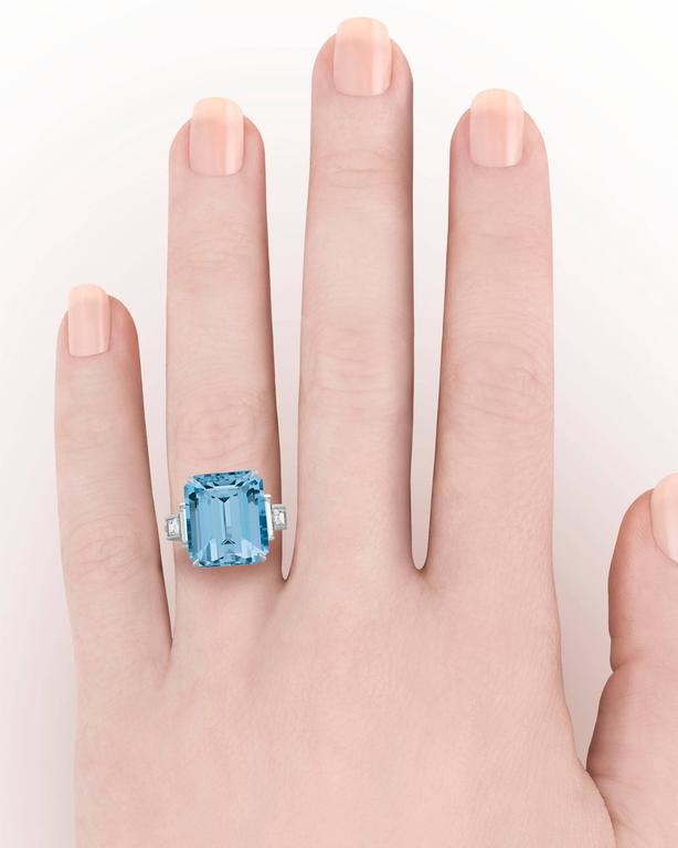 15 Carat Aquamarine Diamond Ring 