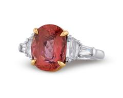 Pinkish-Orange Topaz and Diamond Ring by Tiffany & Co.