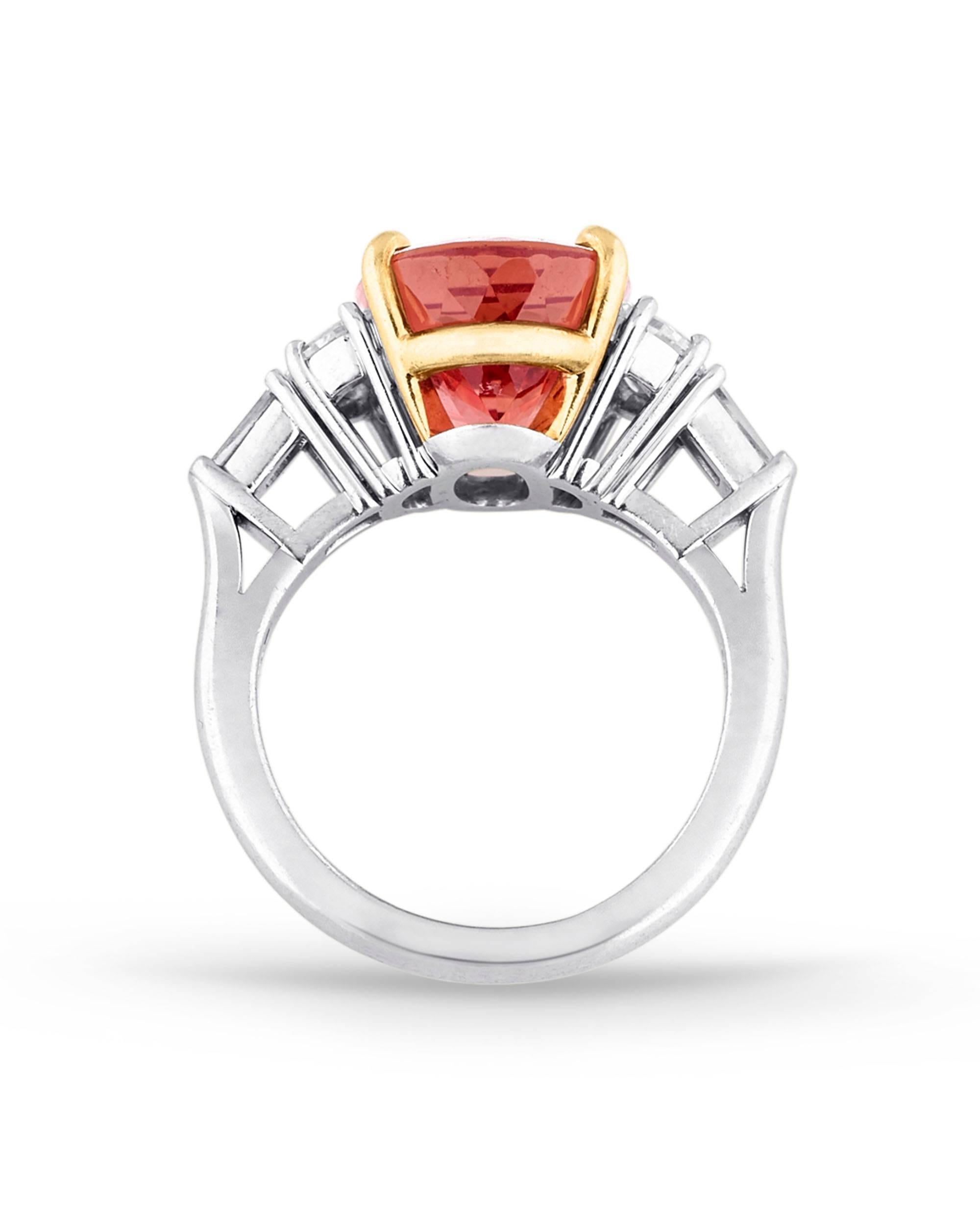 Pinkish-Orange Topaz and Diamond Ring by Tiffany & Co. In Excellent Condition In New Orleans, LA