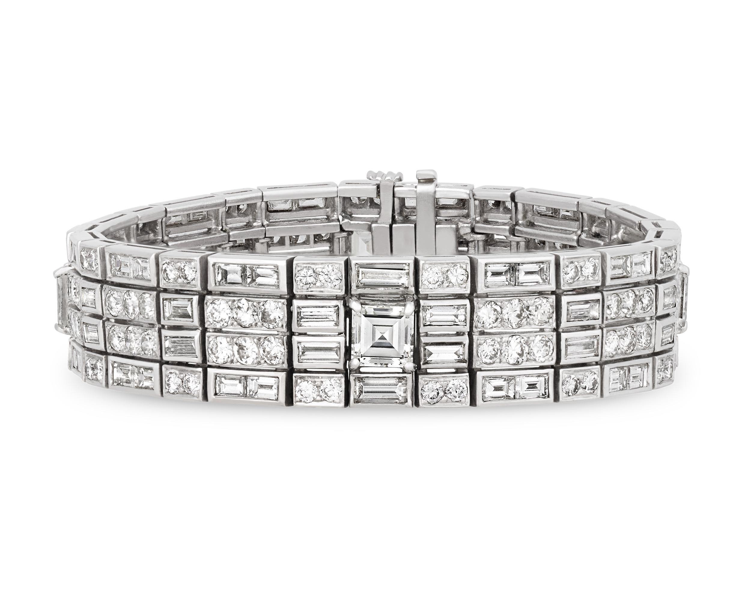 Taille carrée Bracelet de diamants de Mary Tyler Moore, 10,05 carats en vente