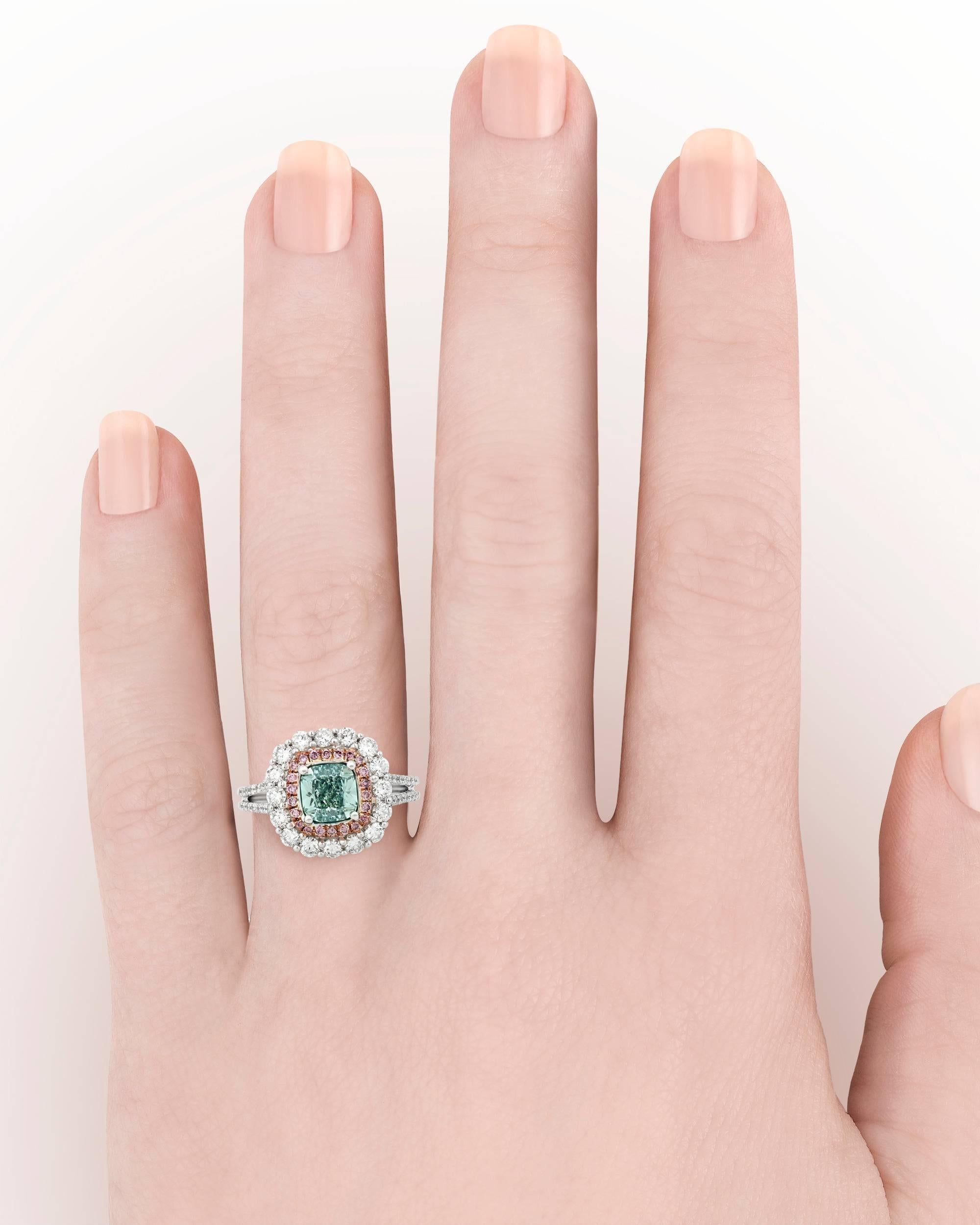 light green diamond engagement ring