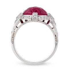 Tiffany & Co. Untreated Carved Burma Ruby Ring, 8.35 Carats