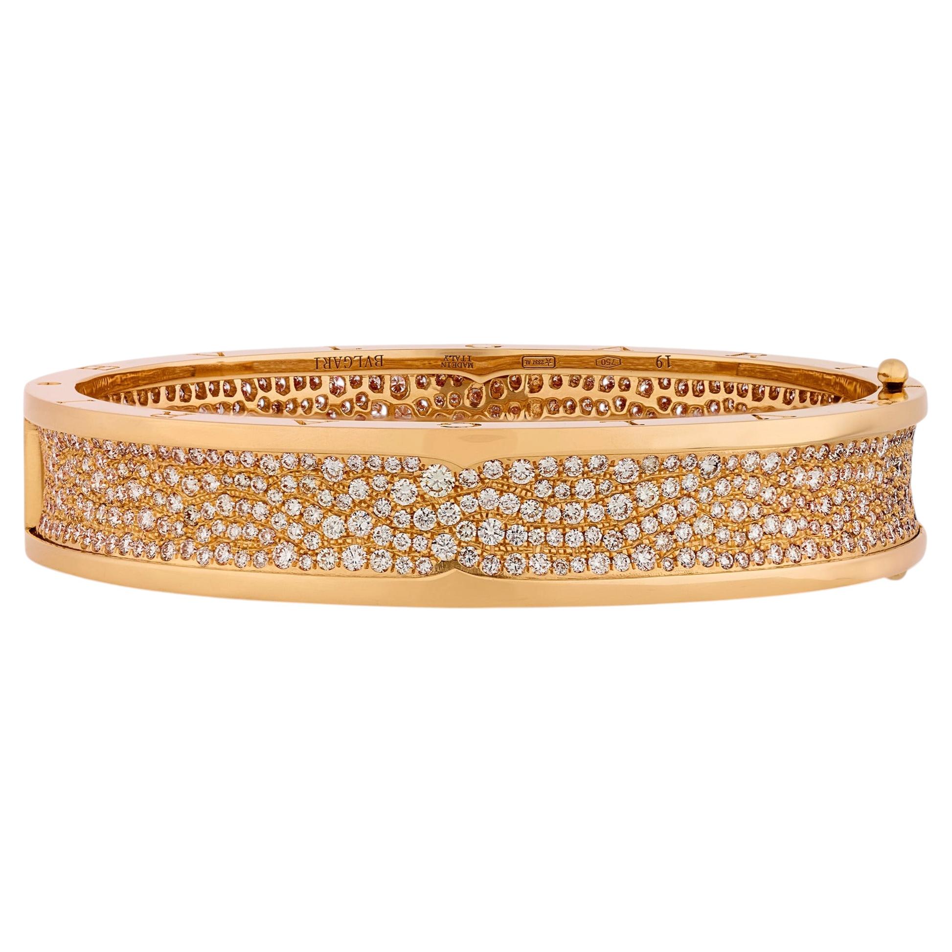 Bulgari B.zero1 Rose Gold and Diamond Bracelet For Sale